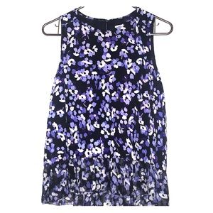 Kate Spade Hydrangea Double Layer Silk Ruffle Top